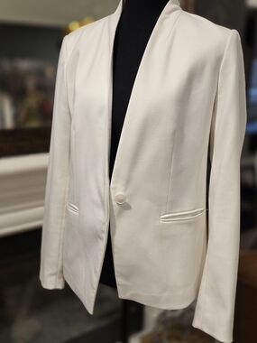 Ann Taylor Factory Cream Blazer with Black Label